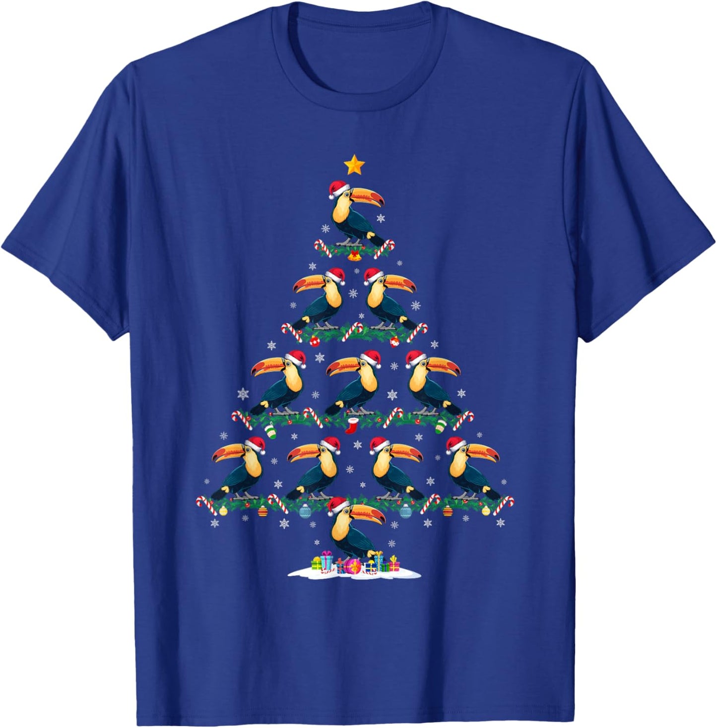 Toucans Christmas Tree Pajama Men Women Kids Ugly Xmas T-Shirt - T-Shirt | Royal