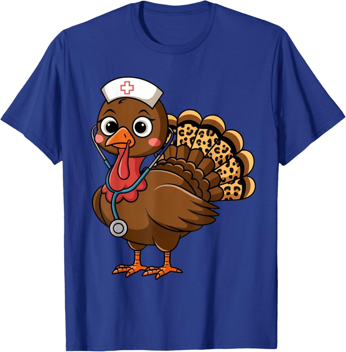 Turkey Nurse Stethoscope Thanksgiving Fall Scrub Top Women T-Shirt - T-Shirt | Royal