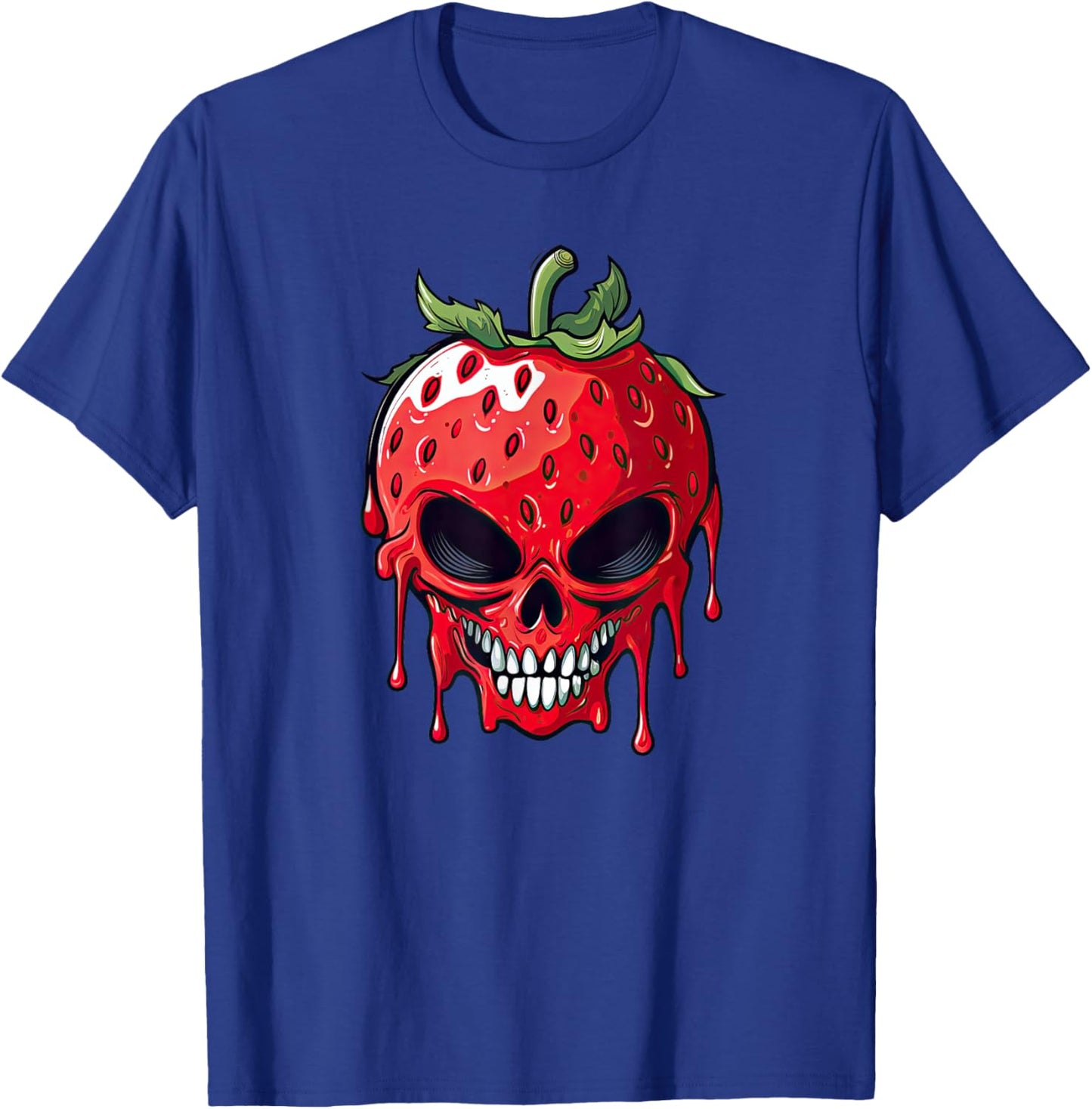Scary Strawberry Groovy Halloween Skull T-Shirt - T-Shirt | Royal