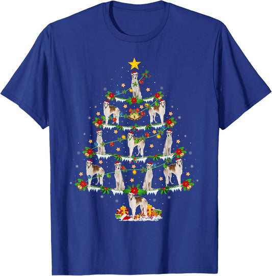 Borzoi Dog Xmas Lights Santa Borzoi Christmas Tree Women Kids T-Shirt - T-Shirt | Royal