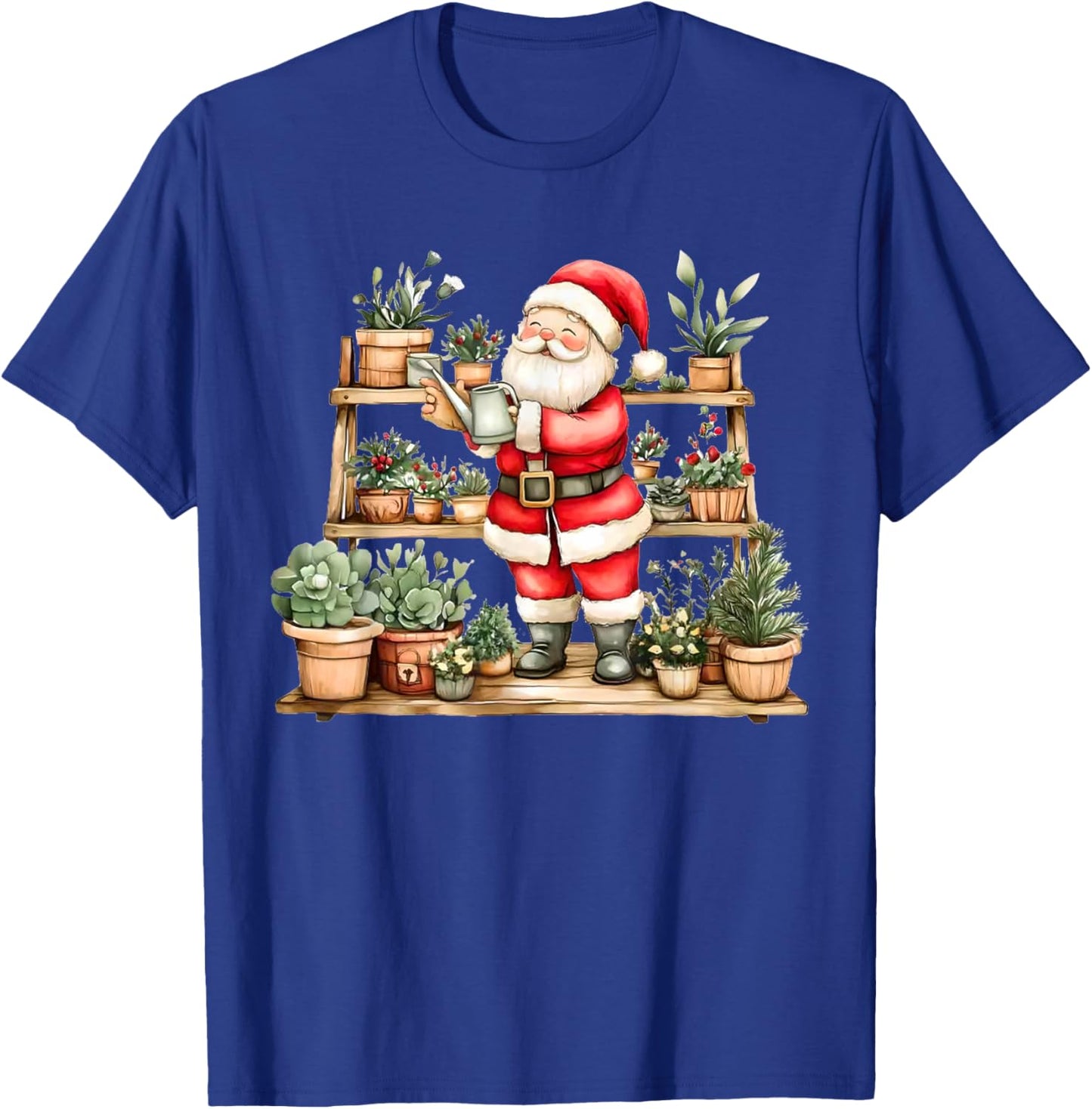 Christmas Plants Funny Xmas Santa Gardener Plant Garden PJ T-Shirt - T-Shirt | Royal