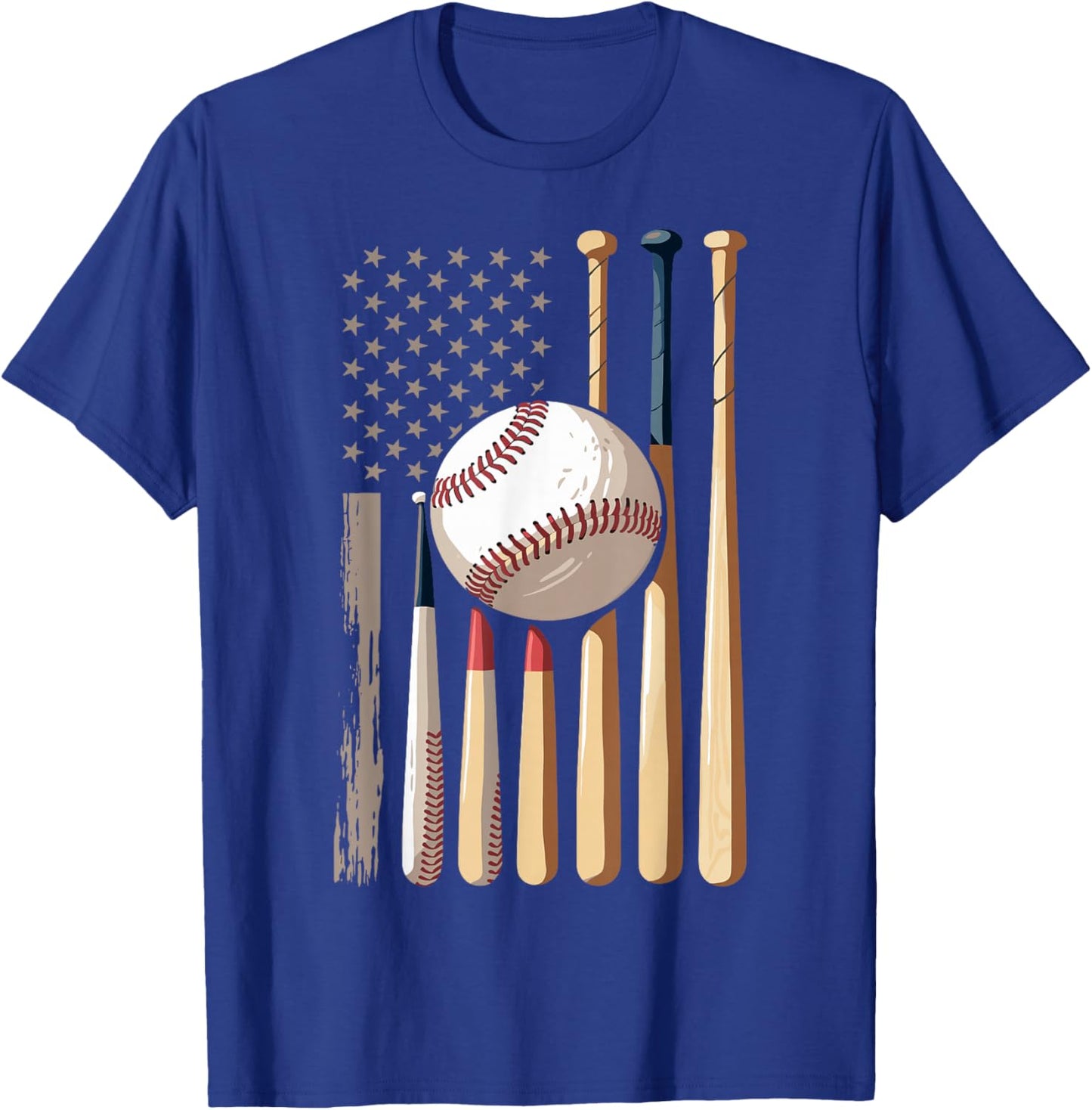 Baseball American Flag T-Shirt - T-Shirt | Royal