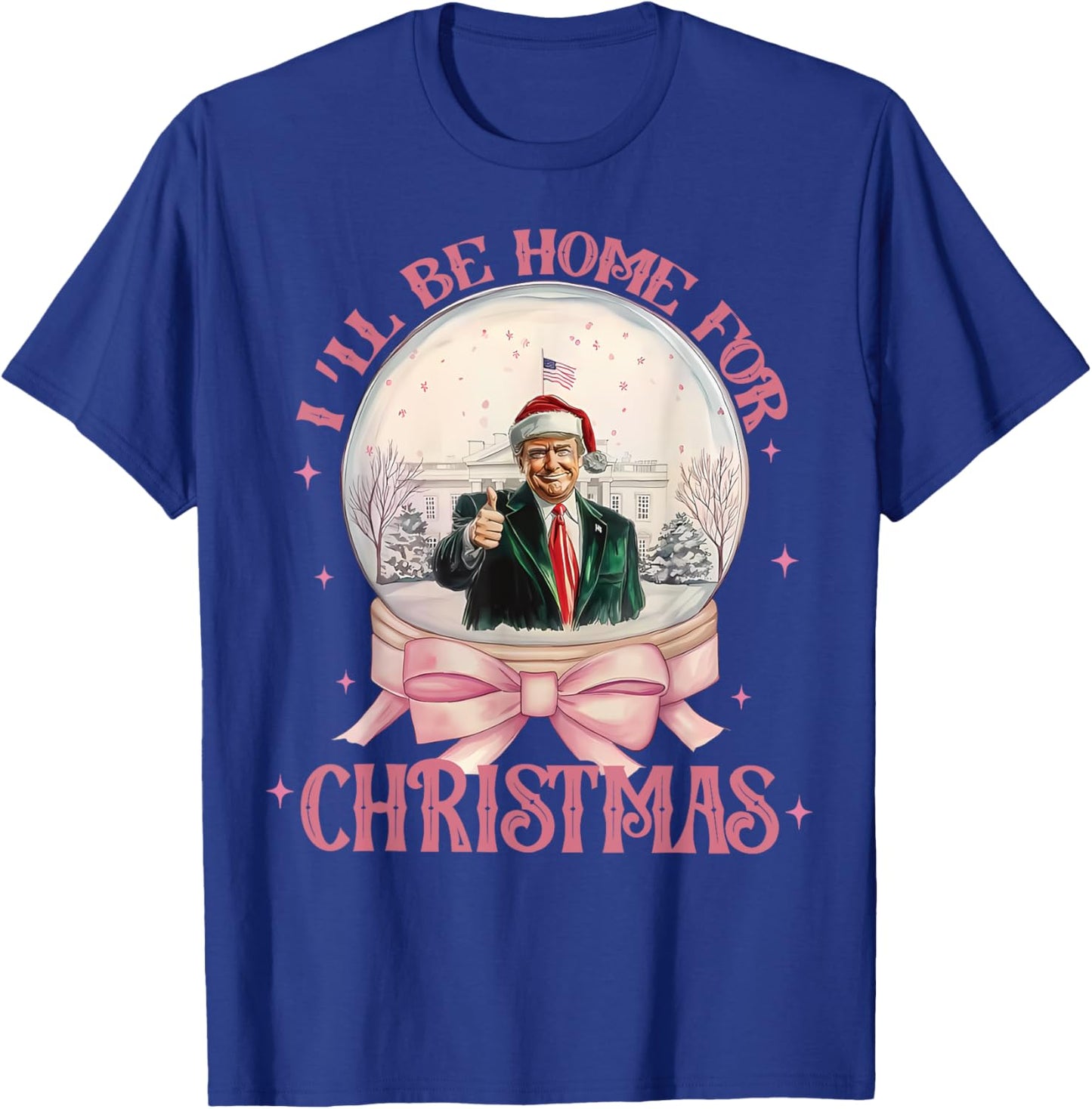 Funny Trump 2024 I'll Be Home Christmas Santa Xmas Pajamas T-Shirt - T-Shirt | Royal