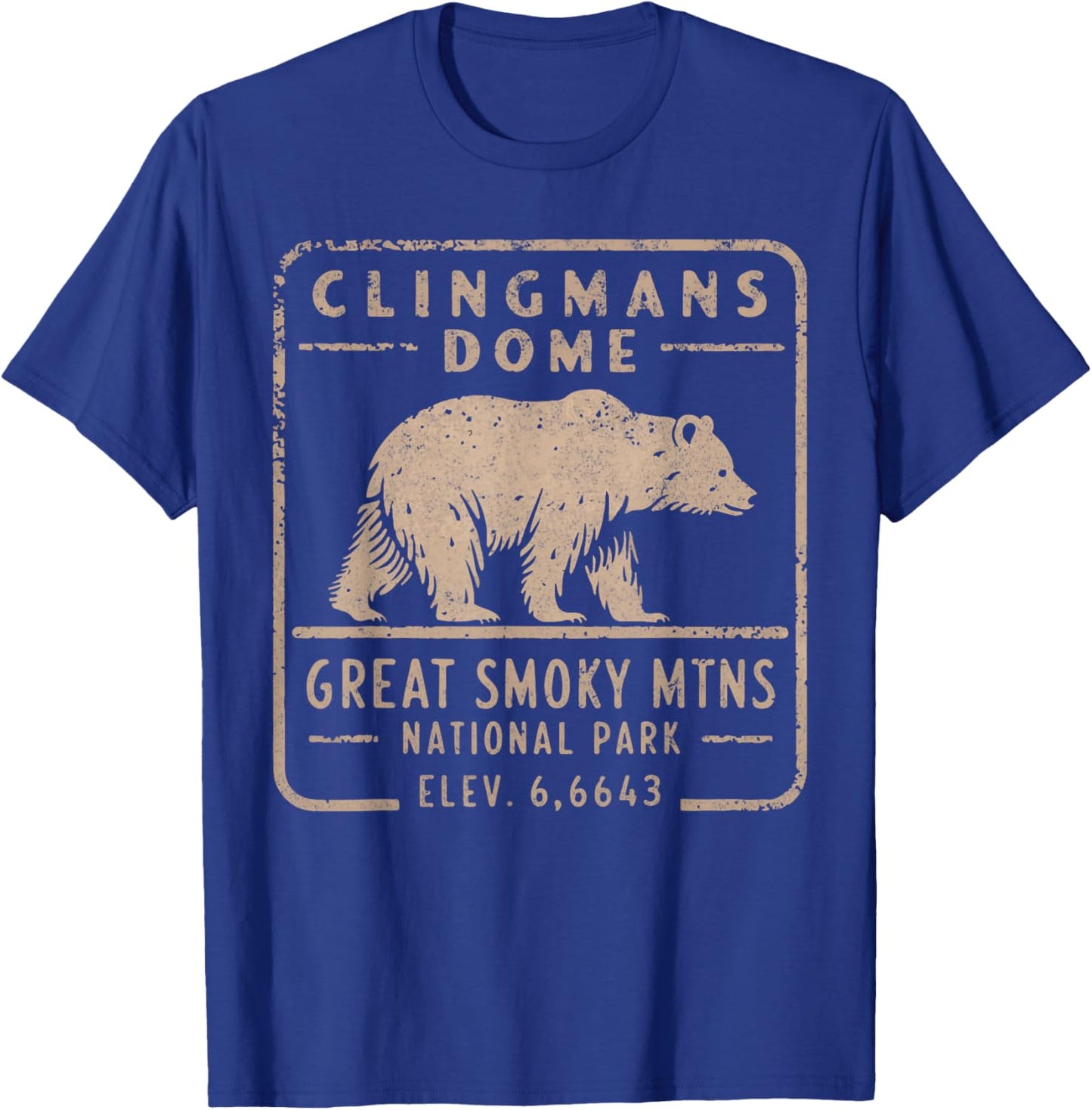 Clingmans Dome Great Smoky Mountains Bear Vintage T-Shirt - T-Shirt | Royal