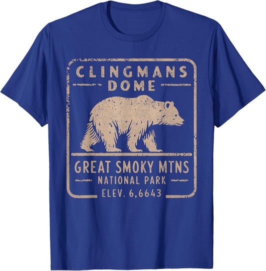 Clingmans Dome Great Smoky Mountains Bear Vintage T-Shirt - T-Shirt | Royal