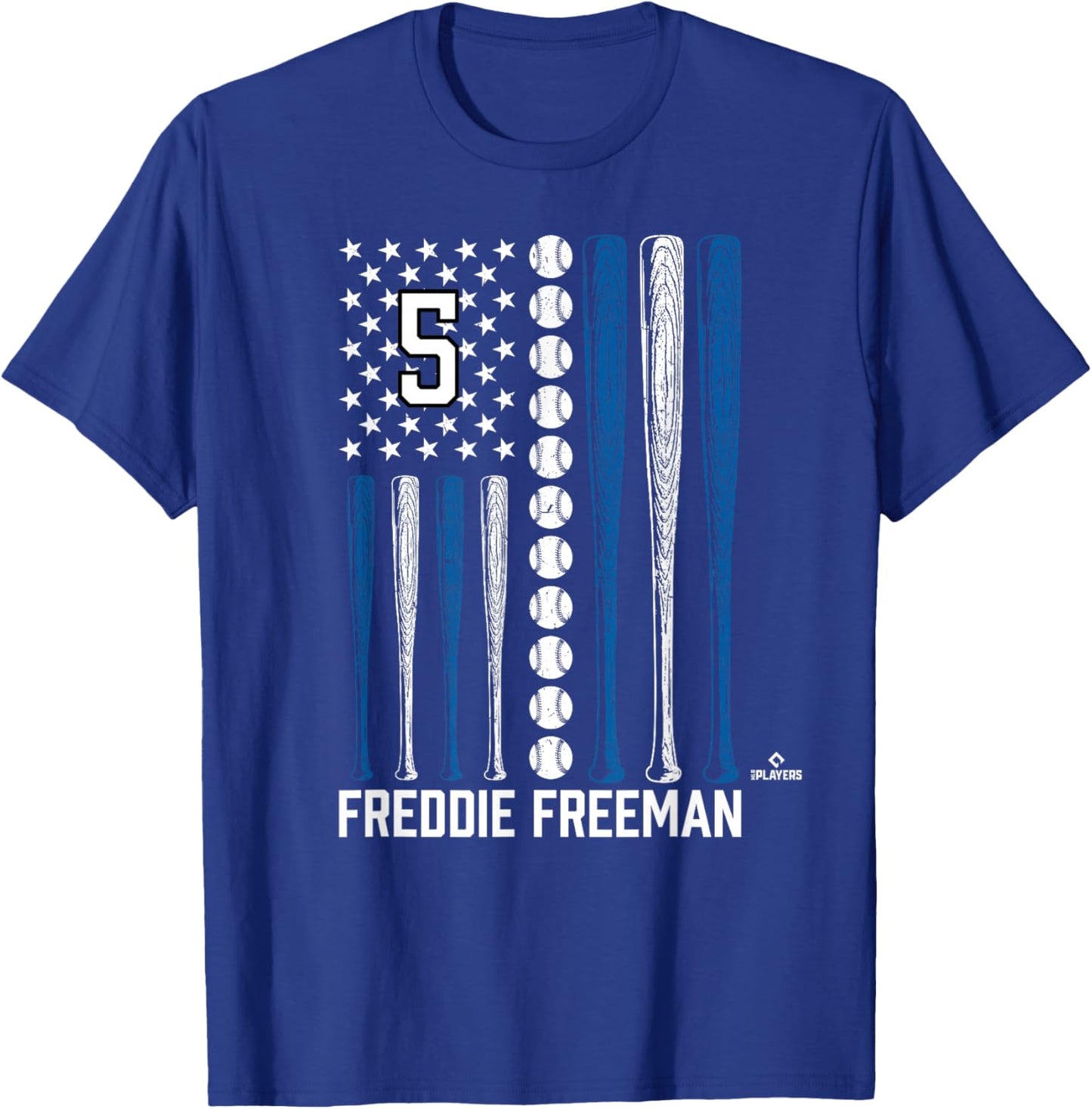 Baseball American Flag Freddie Freeman Los Angeles Baseball T-Shirt - T-Shirt | Royal