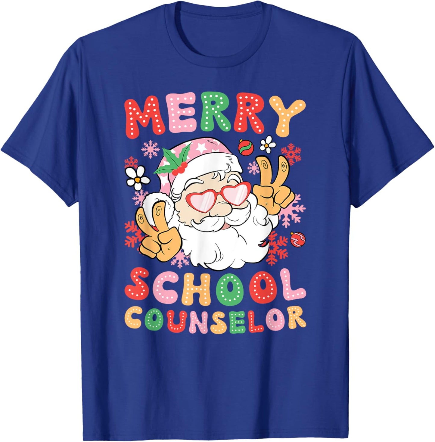 Merry School Counselor Christmas School Counseling Xmas T-Shirt - T-Shirt | Royal