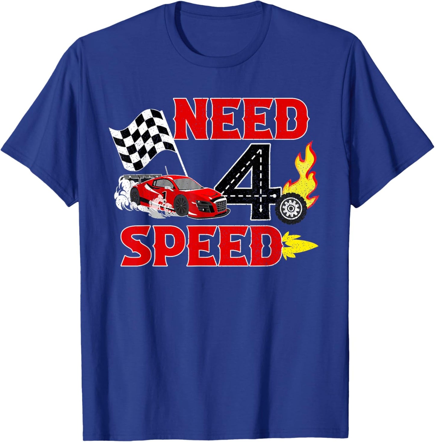 Need 4 Speed Racing Car 4th Birthday Party Decorations T-Shirt - T-Shirt | Royal