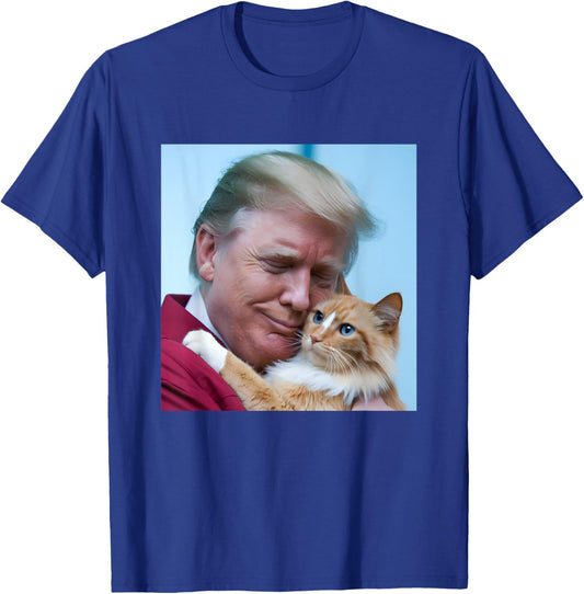 Funny Trump Hugging an Orange Cat 2024, Donald Trump and Cat Women Kids T-Shirt - T-Shirt | Royal