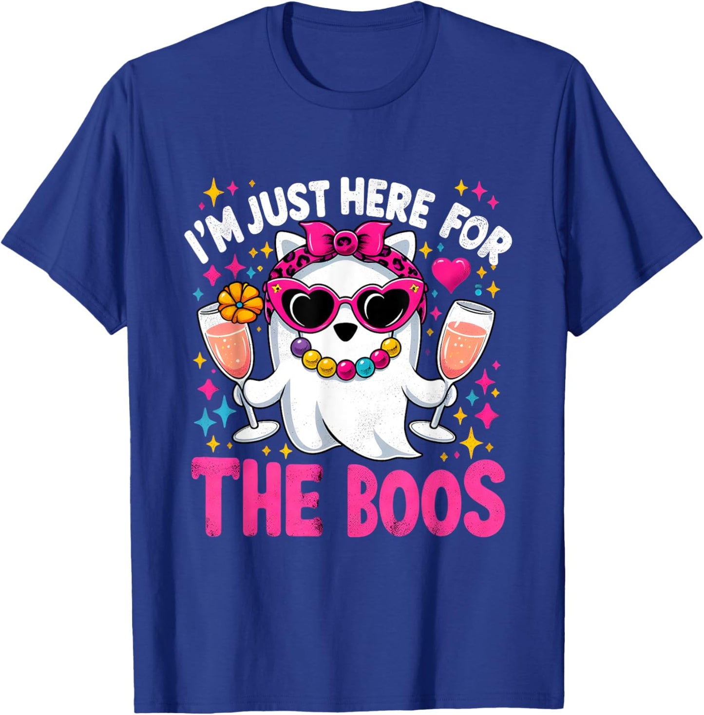 I'm Just Here For The Boos Funny Halloween Gifts Women Ghost T-Shirt - T-Shirt | Royal
