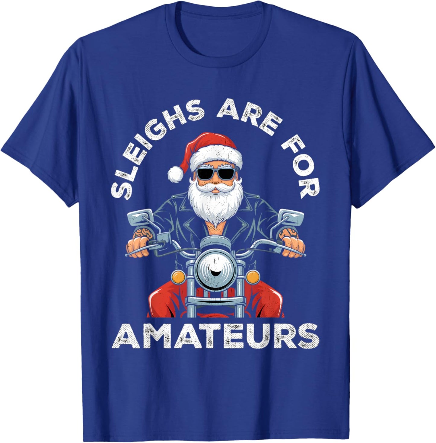 Christmas Funny Santa Claus Retro X-Mas Vacation Motorcycle T-Shirt - T-Shirt | Royal