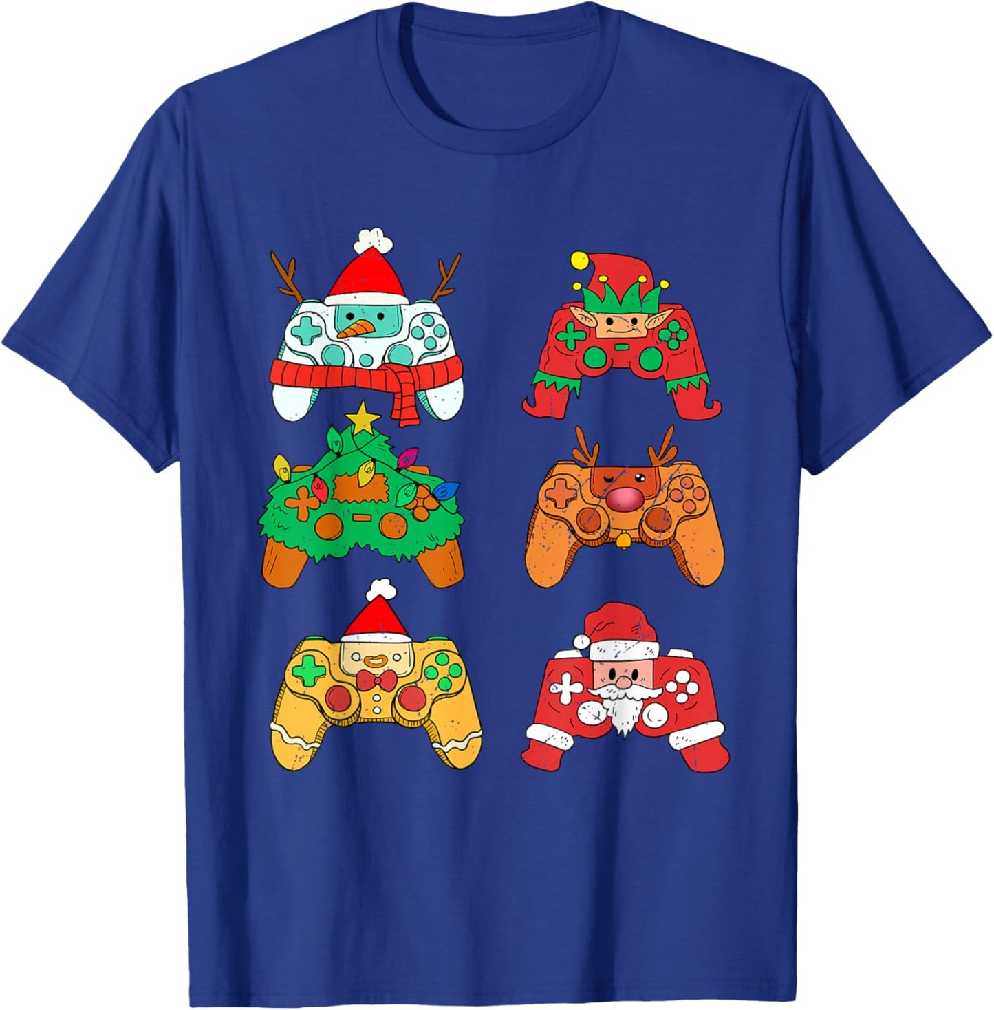 Video Game Christmas Santa Elf Gaming Controllers Gamer Boys T-Shirt - T-Shirt | Royal