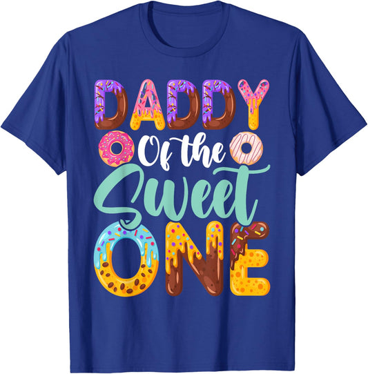 Daddy of The Sweet One Birthday 1st B-Day Donut One Party T-Shirt - T-Shirt | Royal
