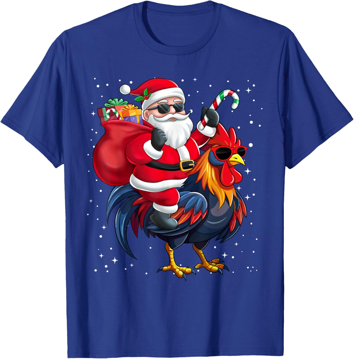Santa Claus Riding A Chicken Christmas Boy Girl Kids T-Shirt - T-Shirt | Royal