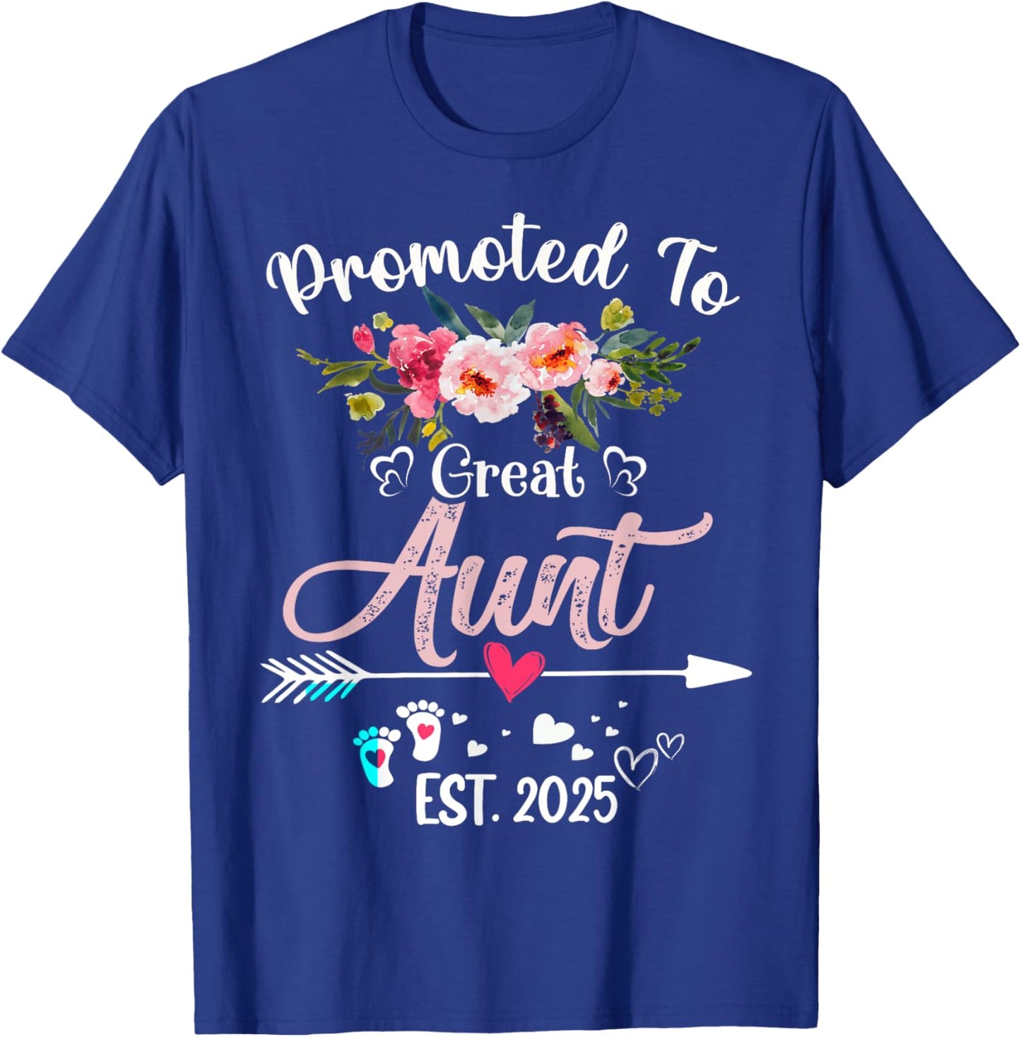Promoted To Great Aunt 2025 Mothers Day First Time Mom T-Shirt - T-Shirt | Royal