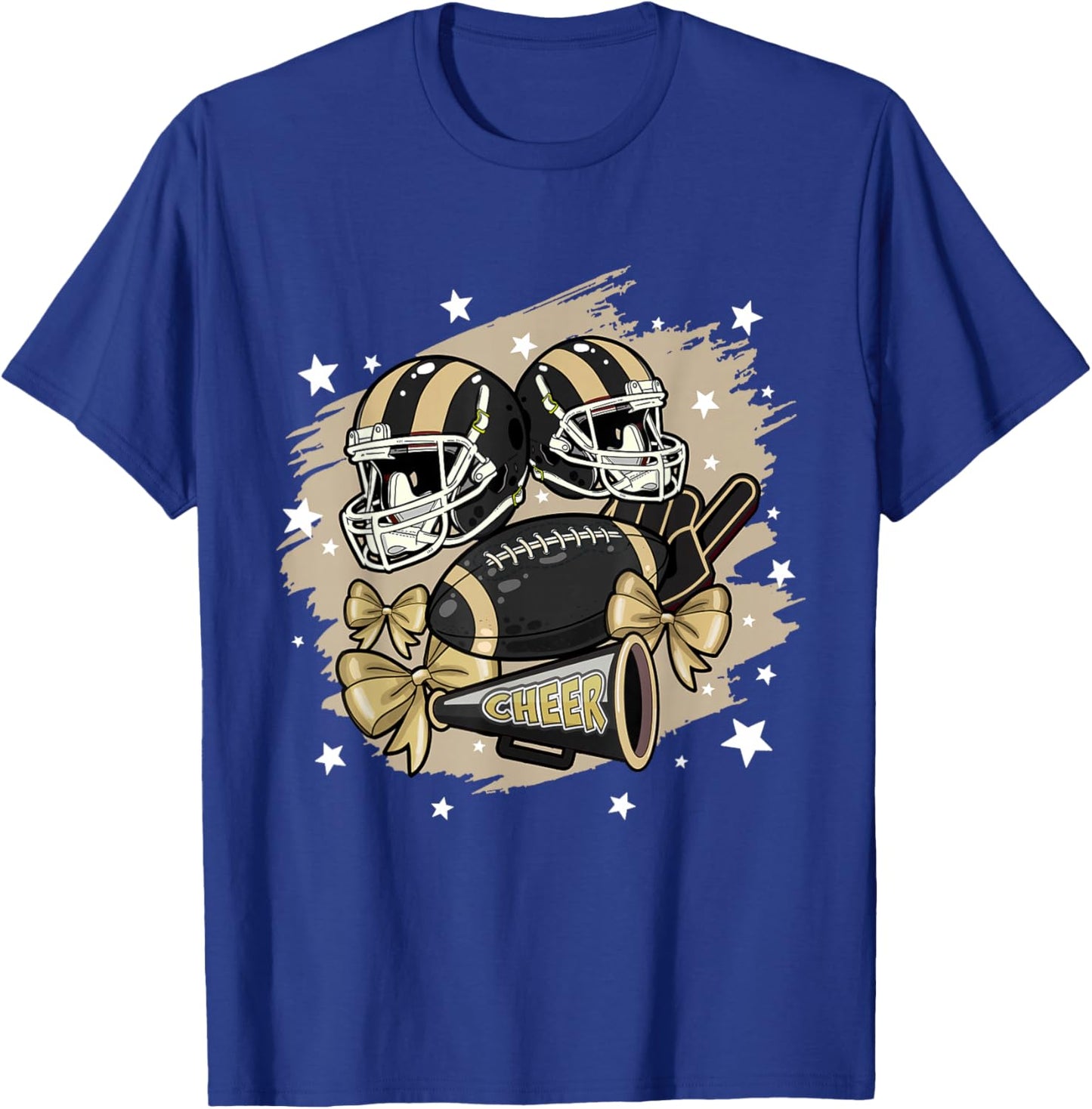 Football Cheer Mom Sister Black Coquette Bow Game Day Women T-Shirt - T-Shirt | Royal