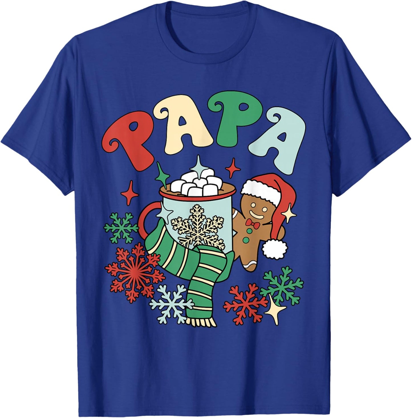 Papa Hot Cocoa Gingerbread Matching Family Christmas T-Shirt - T-Shirt | Royal
