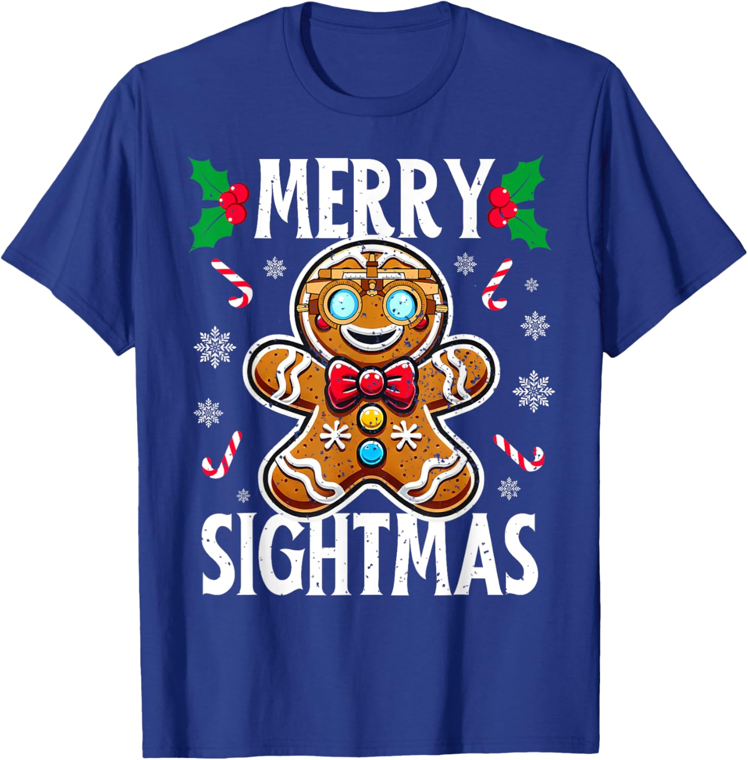 Merry Sightmas Gingerbread Eye Doctor Optometry Christmas T-Shirt - T-Shirt | Royal