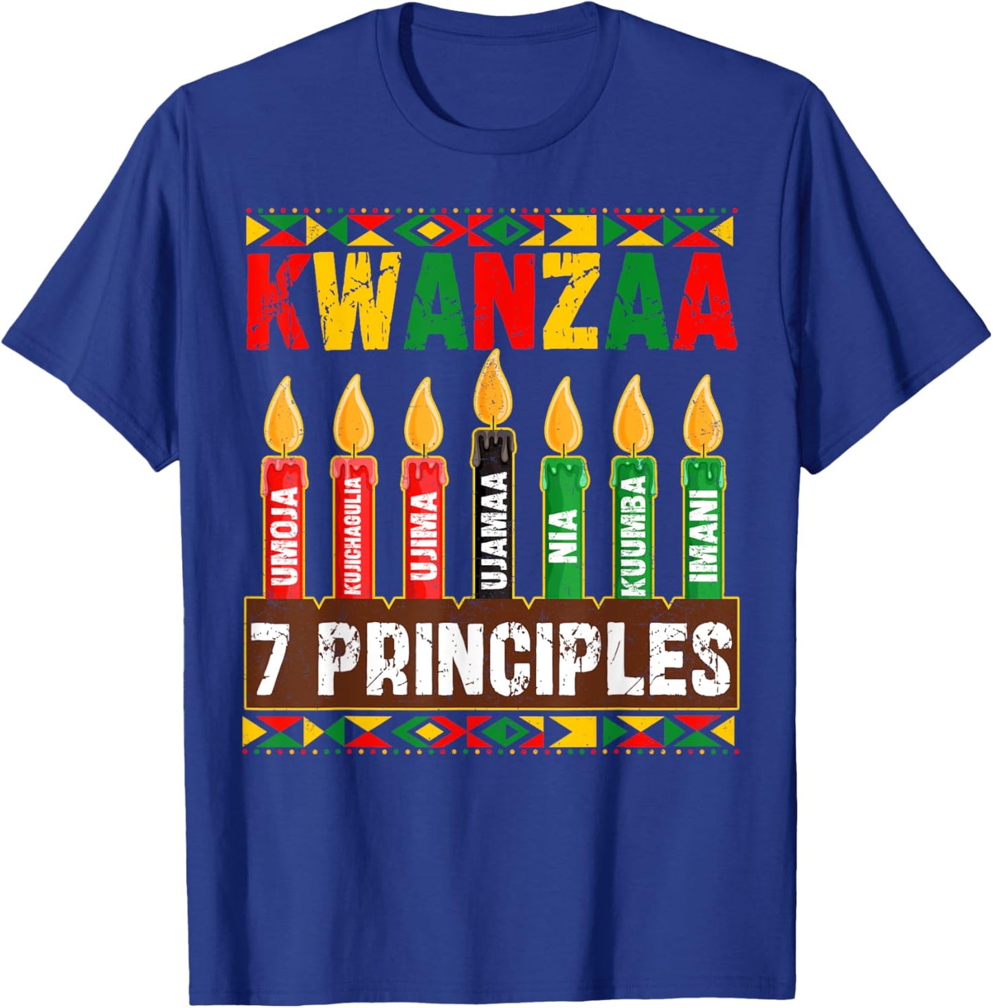 Happy Kwanzaa Kinara Seven Principles Candles Pan African T-Shirt - T-Shirt | Royal
