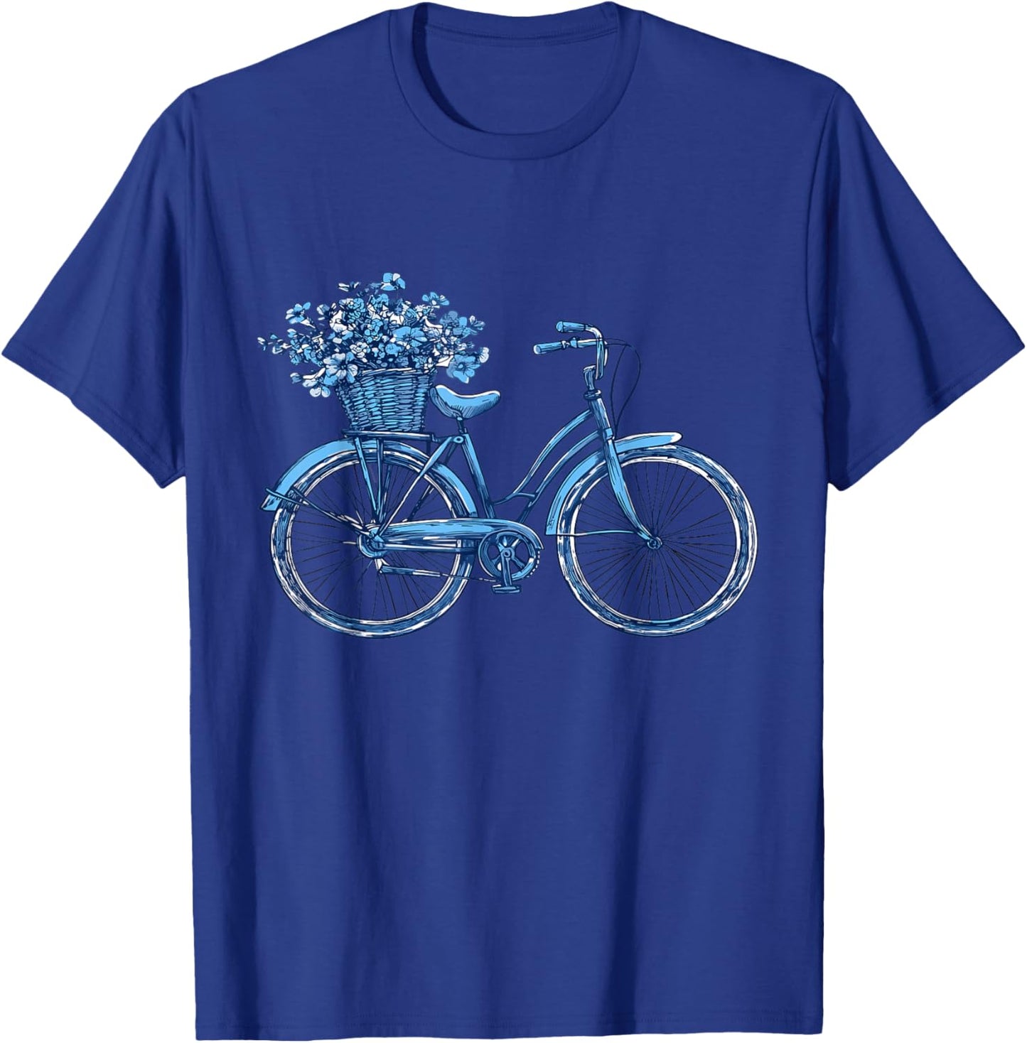 Bicycle with Basket of Flowers, Cyclist T-Shirt - T-Shirt | Royal
