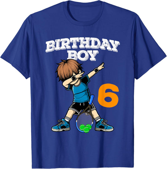 Funny Dabbing 6th Birthday Boy tennis 6 Year Old Boys T-Shirt - T-Shirt | Royal