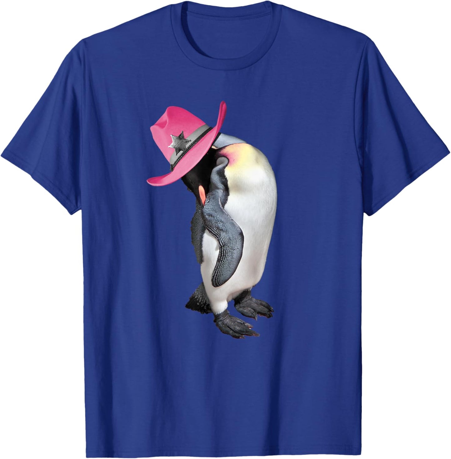 Penguin Wearing Pink Cowboy Cowgirl Hat, Retro Club T-Shirt - T-Shirt | Royal