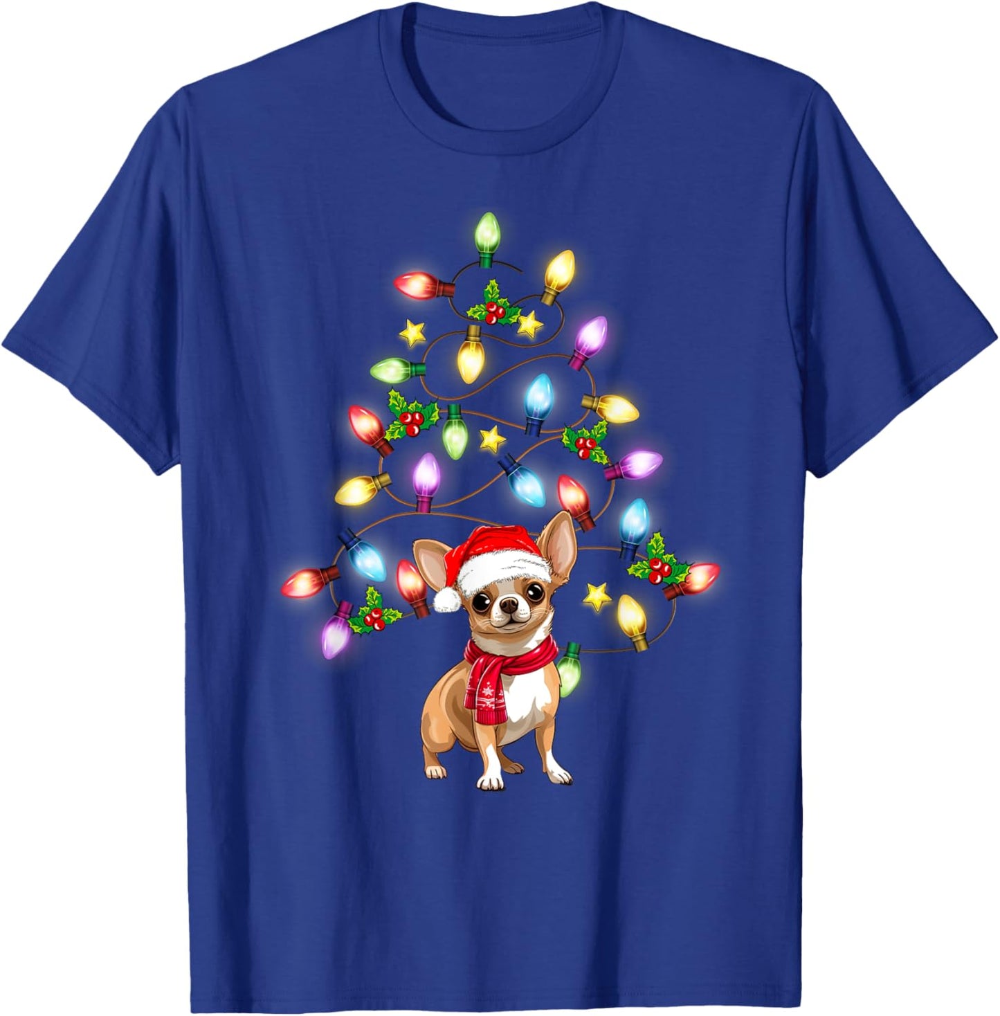 Chihuahua Cute Dog Santa Christmas Tree Decor T-Shirt - T-Shirt | Royal
