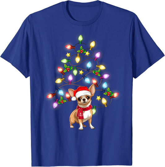 Chihuahua Cute Dog Santa Christmas Tree Decor T-Shirt - T-Shirt | Royal