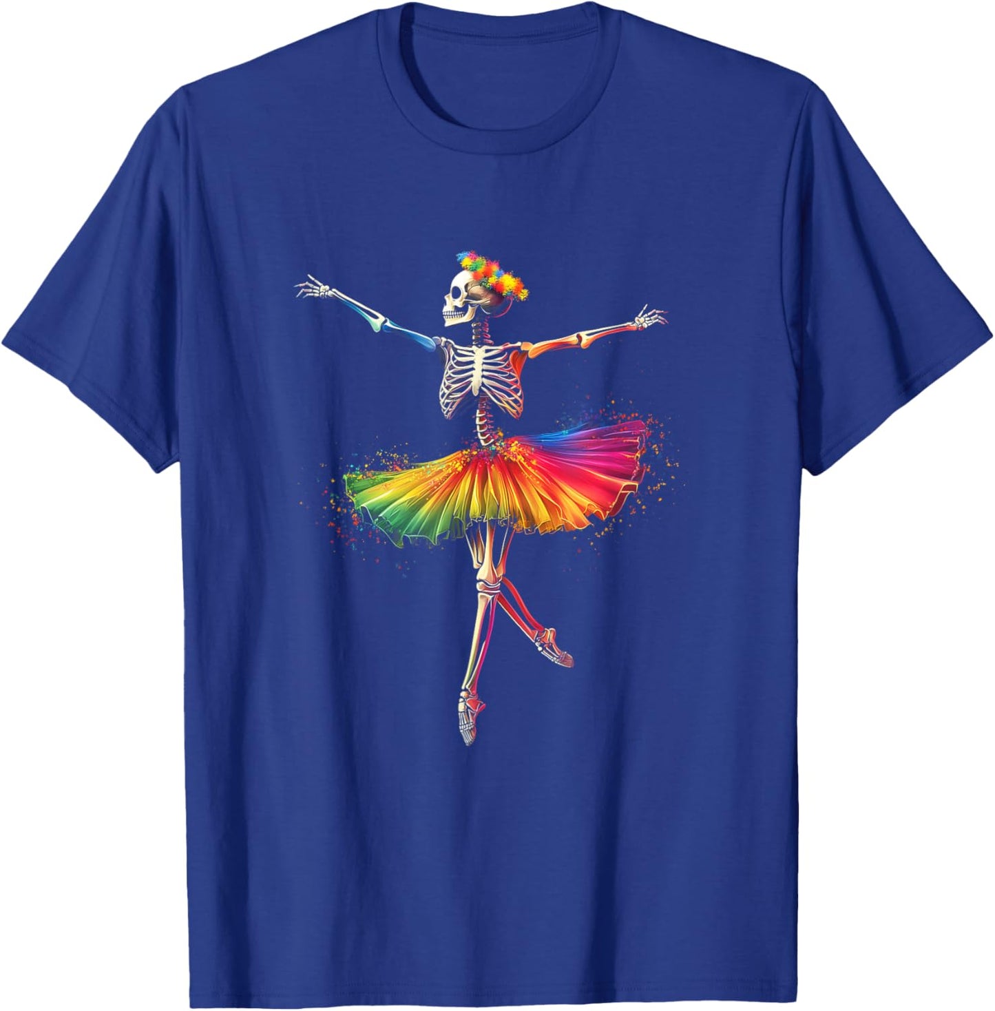Halloween Skeleton Dancing Rainbow Ballerina Girls Women T-Shirt - T-Shirt | Royal
