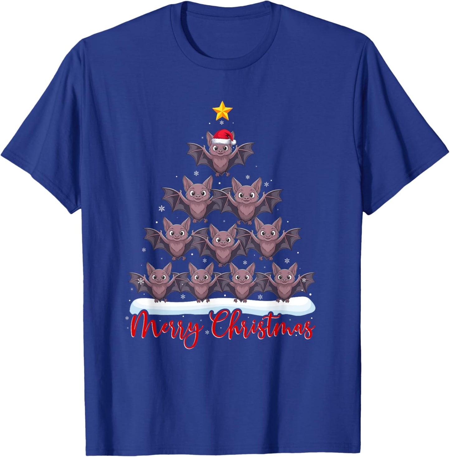 Santa Hat Ugly Xmas Funny Bat Christmas Tree T-Shirt - T-Shirt | Royal