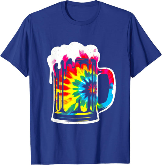Beer Mug Tie Dye - Vintage Colorful Beer Drinking Lover T-Shirt - T-Shirt | Royal