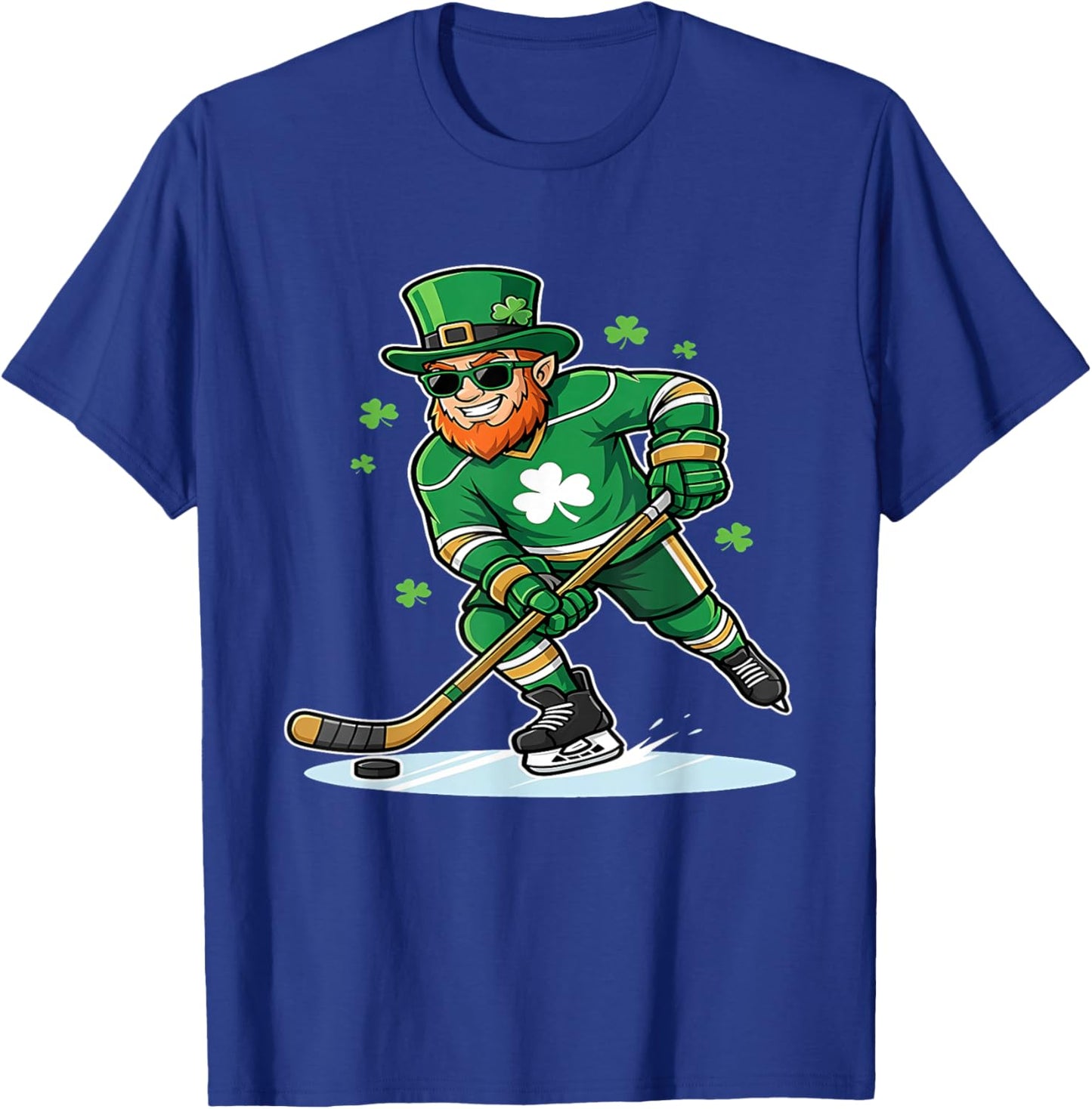 St Patricks Day Ice Hockey US Flag Saint Paddys Men Boys Kid T-Shirt - T-Shirt | Royal
