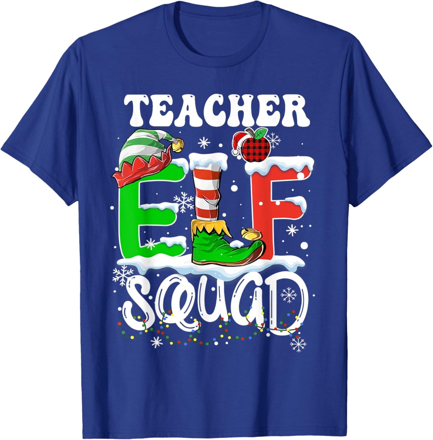 Teacher ELF Squad Funny Christmas ELF Kids Teacher Group T-Shirt - T-Shirt | Royal