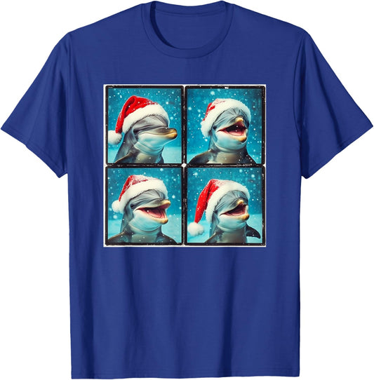 Xmas Dolphin Photo Booth , Black, Small, Short Sleeve T-Shirt - T-Shirt | Royal