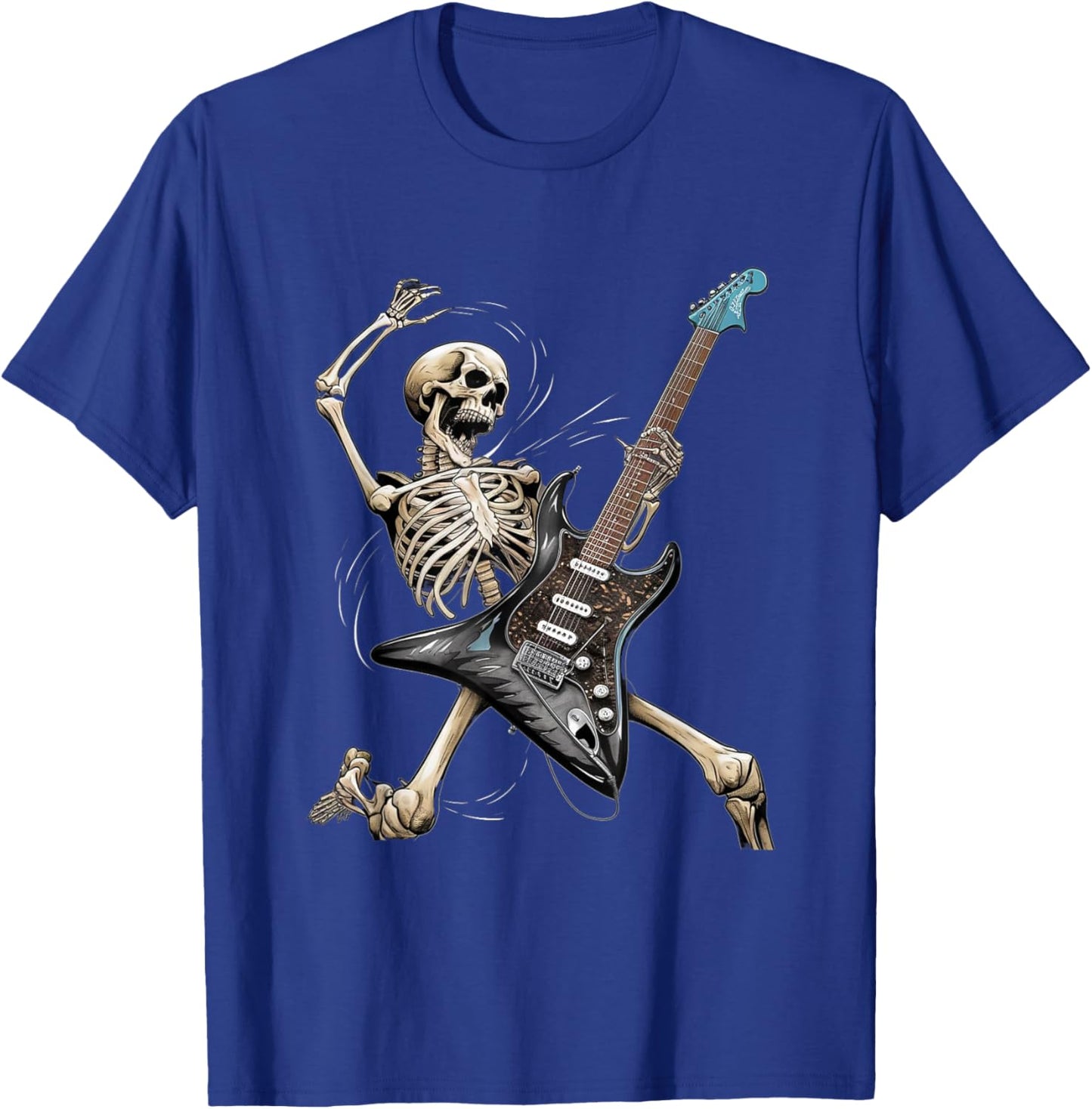 Rock Skeleton Halloween Funny Music Guitar Men Women Kids T-Shirt - T-Shirt | Royal