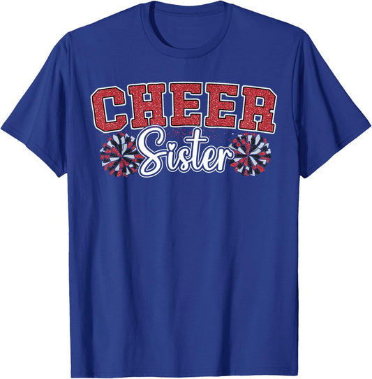 Cheer Sister My Favorite Cheerleader Calls Me Sisters Red T-Shirt - T-Shirt | Royal