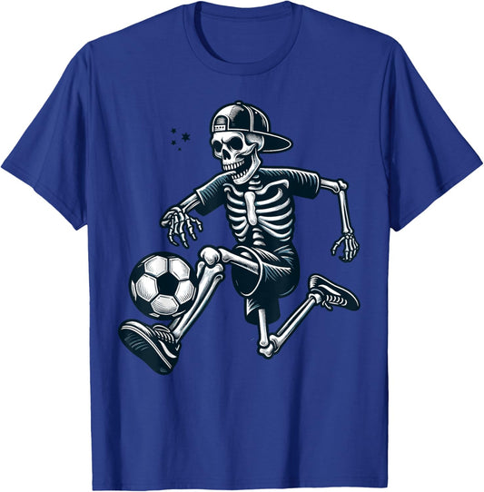 Skeleton Soccer Halloween Costume Funny Men Boys Kids T-Shirt - T-Shirt | Royal