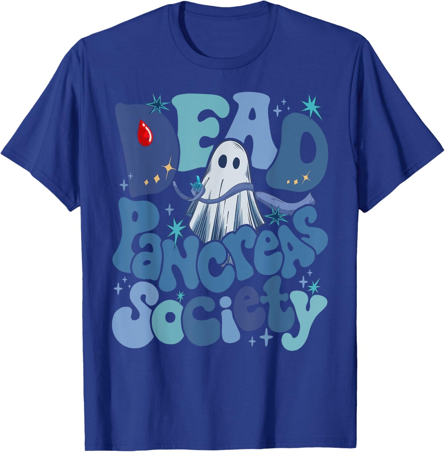 Dead Pancreas Society Funny Ghost T1D Diabetes Awareness T-Shirt - T-Shirt | Royal