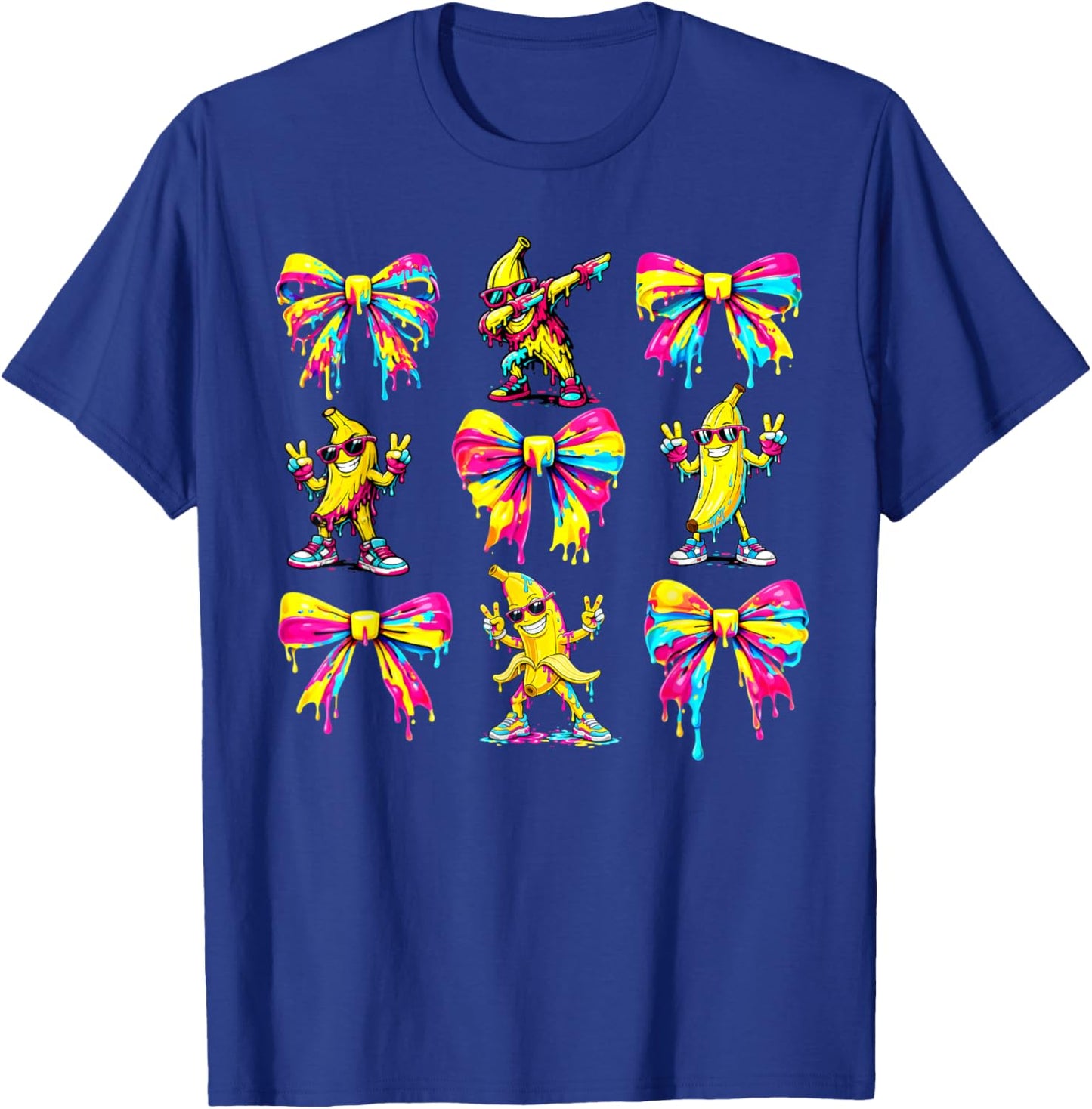 Banana Coquette Bow Drip Kids Men Women Youth Boys Girls T-Shirt - T-Shirt | Royal