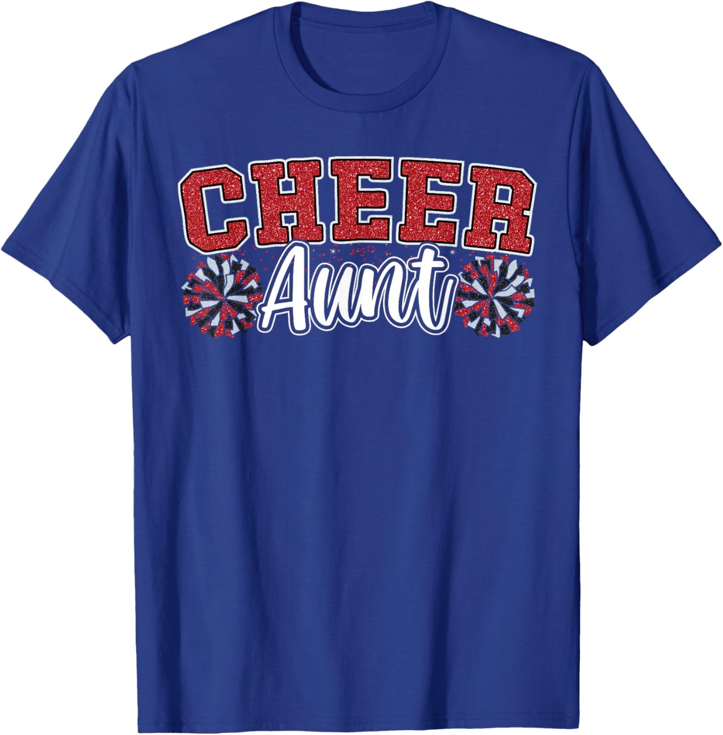 Loud Proud Cheer Aunt Team Red Pom Poms Cheerleader Women T-Shirt - T-Shirt | Royal