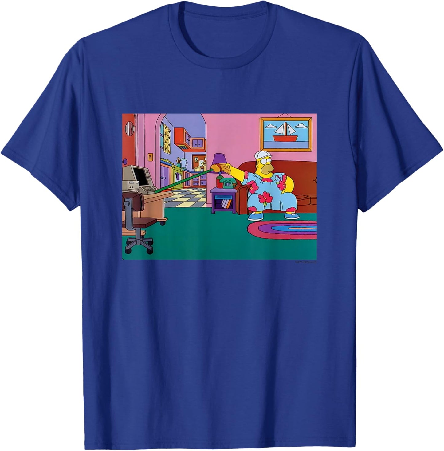 The Simpsons Iconic King Size Homer Living Room Chest Logo T-Shirt - T-Shirt | Royal