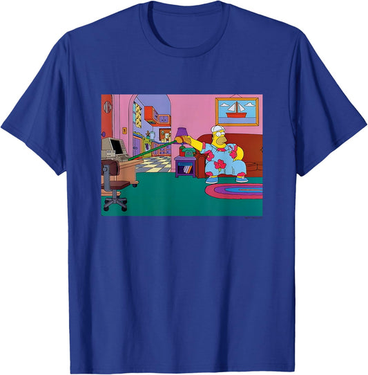 The Simpsons Iconic King Size Homer Living Room Chest Logo T-Shirt - T-Shirt | Royal