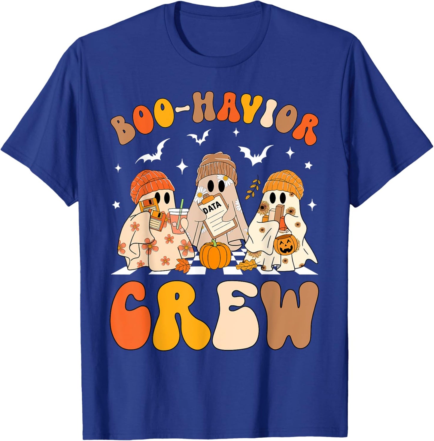 Retro Boo-Havior Crew Behavior Analyst Halloween ABA RBT T-Shirt - T-Shirt | Royal