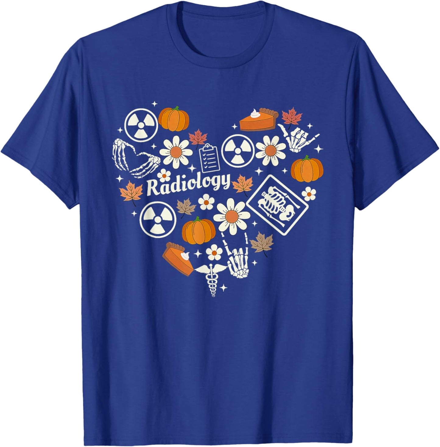 Radiology Fall Heart Xray Tech Autumn Pumpkin Thanksgiving T-Shirt - T-Shirt | Royal