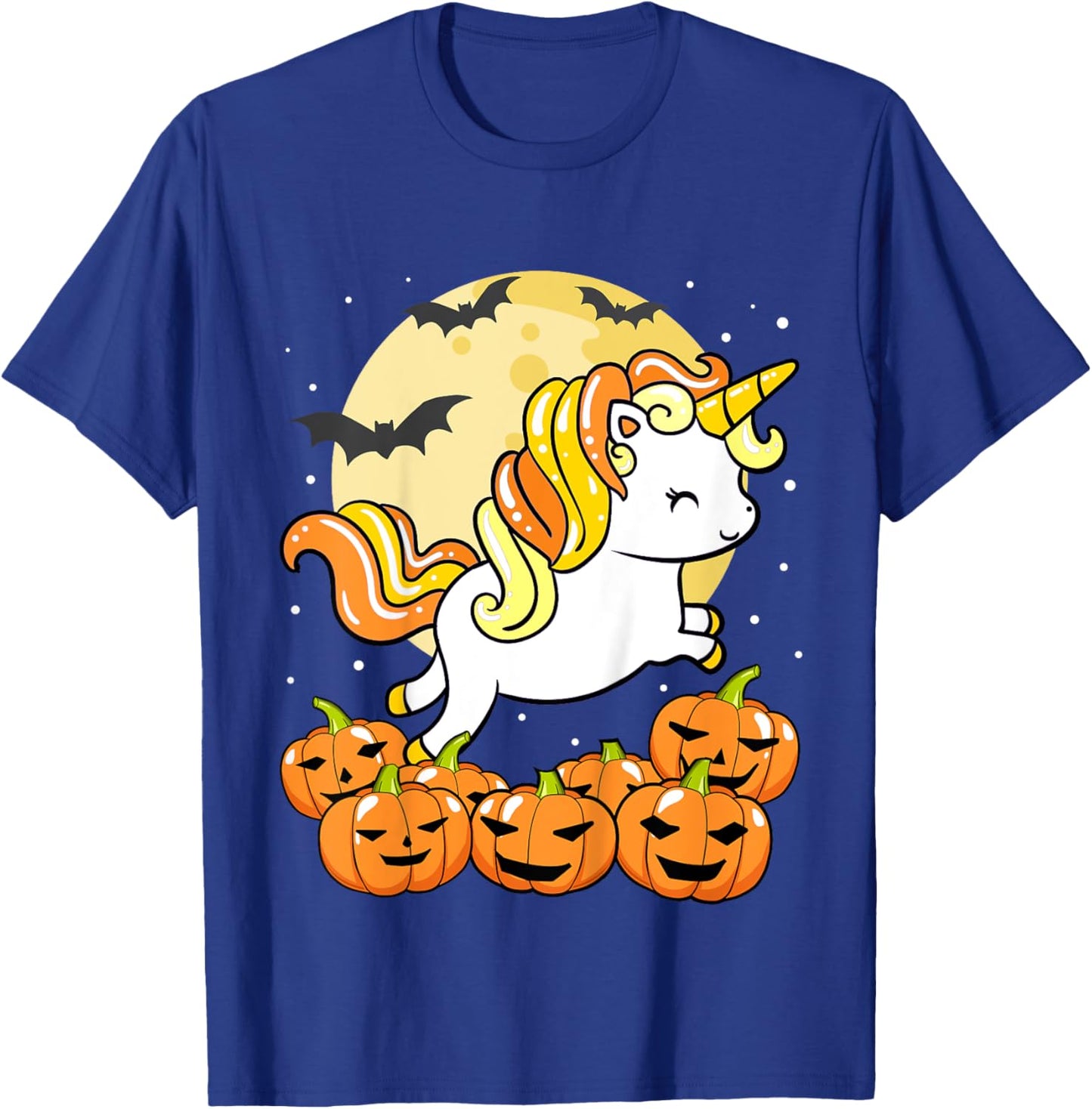 Kids Girls Unicorn Halloween Jack O Lantern Pumpkin Toddler T-Shirt - T-Shirt | Royal