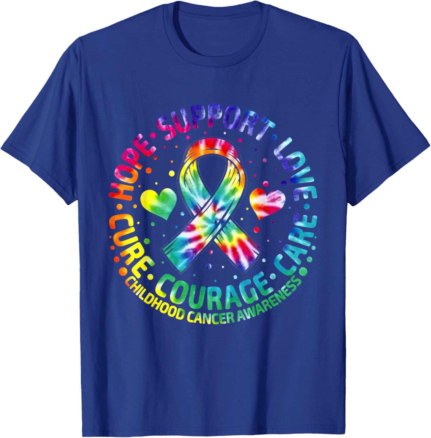Childhood Cancer Support Family Childhood Cancer Awa Tie Dye T-Shirt - T-Shirt | Royal