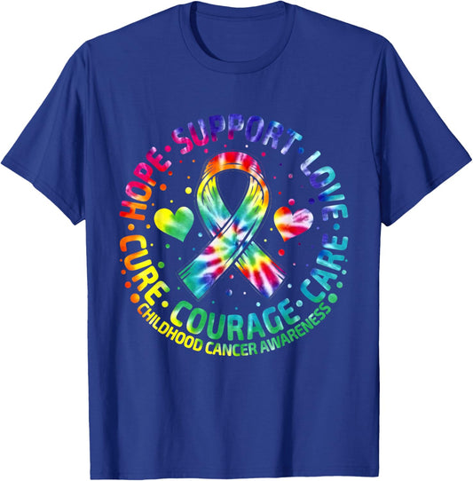 Childhood Cancer Support Family Childhood Cancer Awa Tie Dye T-Shirt - T-Shirt | Royal