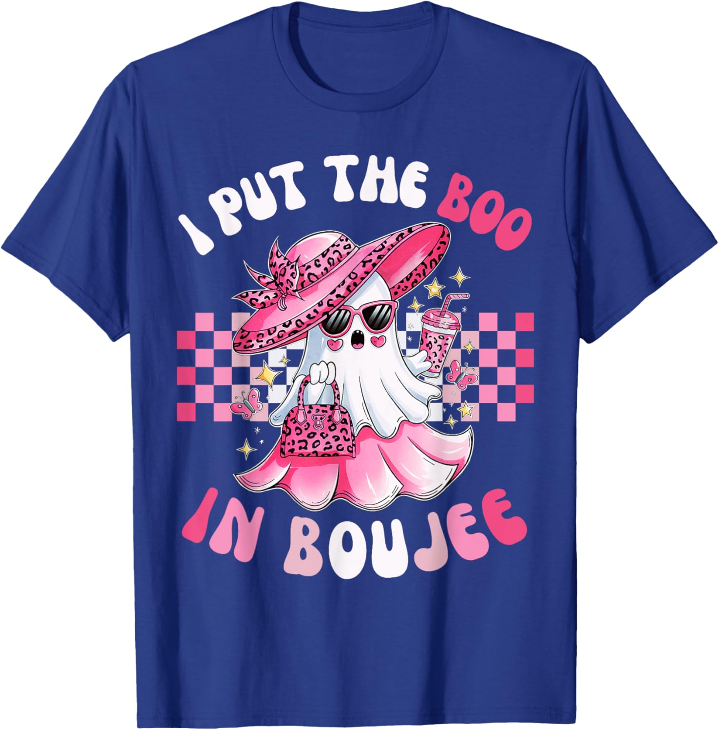 Funny I Put The Boo In Boujee Pink Ghost Halloween T-Shirt - T-Shirt | Royal