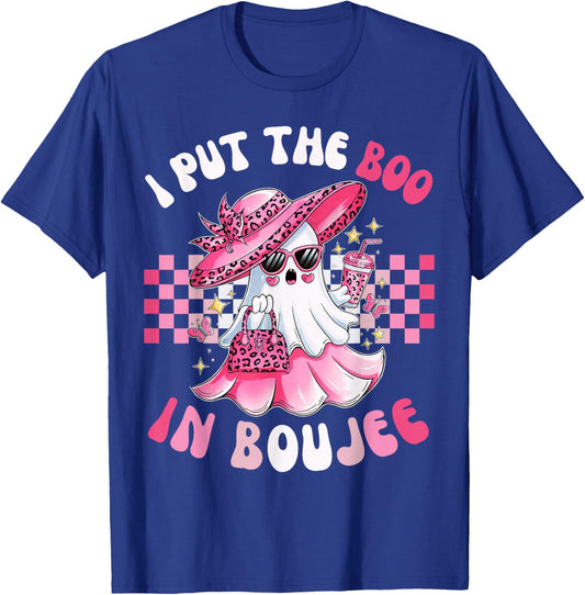 Funny I Put The Boo In Boujee Pink Ghost Halloween T-Shirt - T-Shirt | Royal