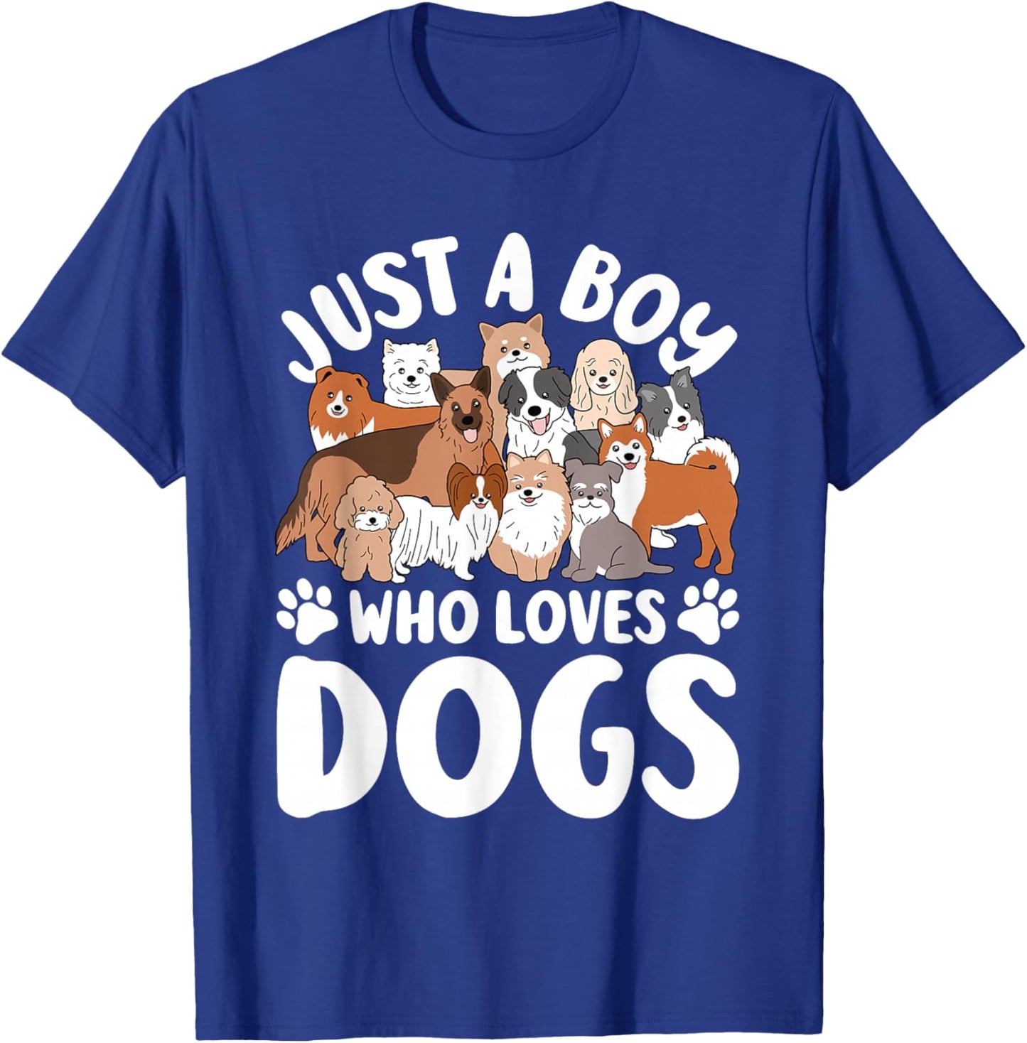 Just A Boy Who Loves Dogs Funny Dog Lover Kids T-Shirt - T-Shirt | Royal